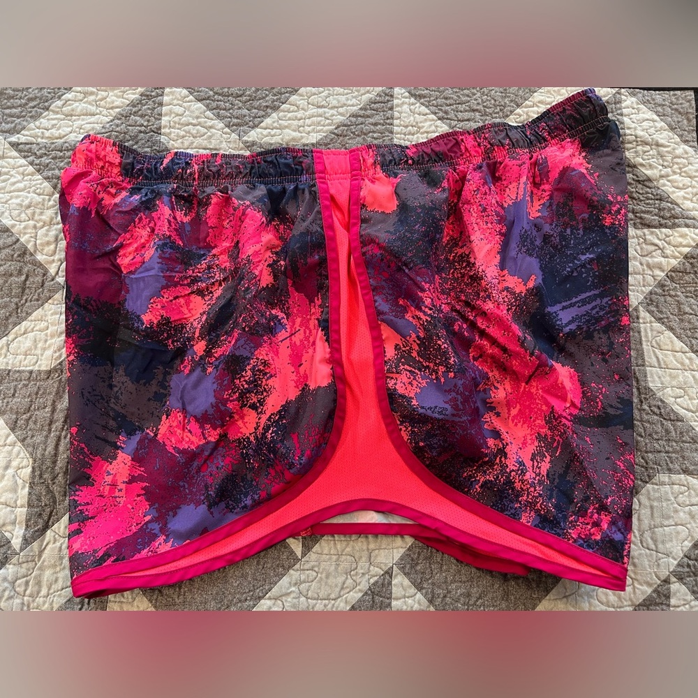Nike Women's Athletic Shorts in Hot Pink and Purple Abstract Print
